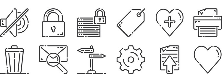 12 set linear user interface icons thin vector image