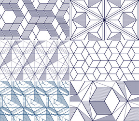 Geometric lines abstract seamless patterns set 3d vector