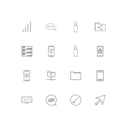 network and database simple linear icons set vector image