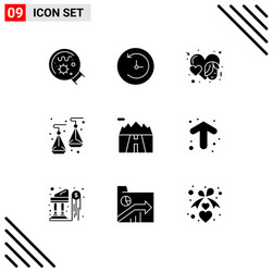 Pictograph set 9 simple solid glyphs road vector