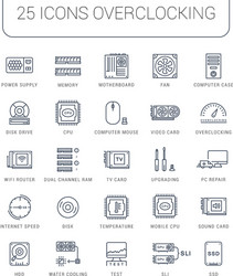 set flat line icons upgrading computer vector image