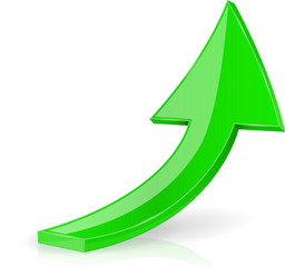 up green 3d arrow shiny web icon vector image
