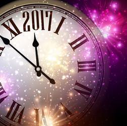 2017 new year background with clock vector image