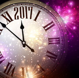 2017 new year background with clock vector