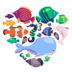 any various fish collection set that colored blue vector