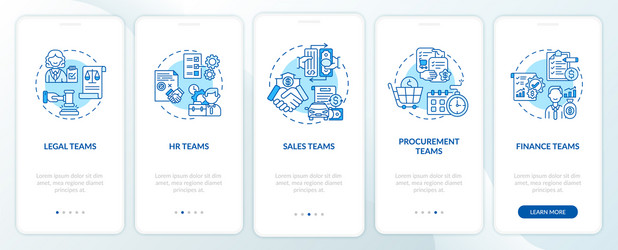 Contract management software users onboarding vector