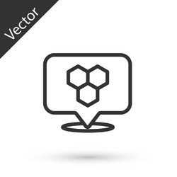 grey line honeycomb bee location map pin pointer vector image