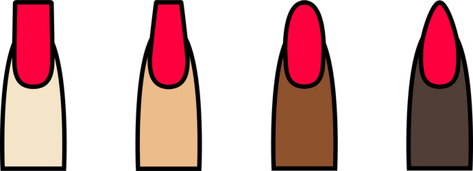 nail shapes on different skin colors vector