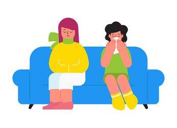 sick girls flat composition vector