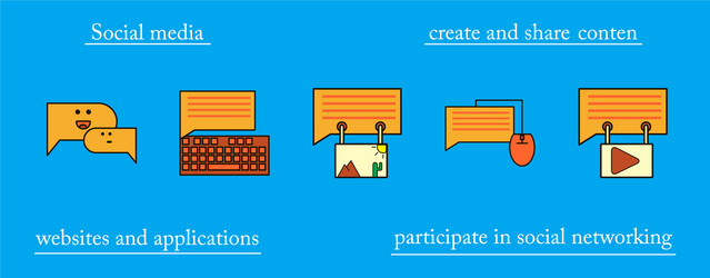 Social Media Icons In Speech Bubbles With Group Vector Image