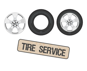 Tire wheel service shop garage - flat vector