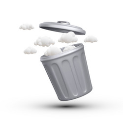 3d realistic minimal open rubbish can with trash vector image