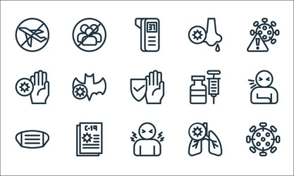 flat covid line icons linear set quality vector image