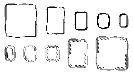 Set of tech frames isolated on white background vector