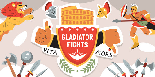 Colosseum gladiator fight composition Royalty Free Vector