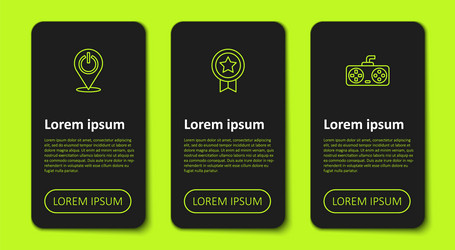 set line power button game rating with medal vector image