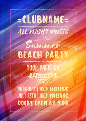 summer night party flyer or poster design vector