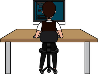 User with computer desktop vector