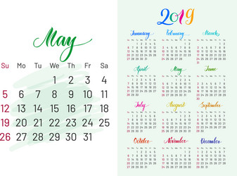 May calendar flat template Royalty Free Vector Image