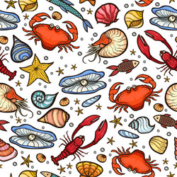 crab and shell seamless pattern vector image