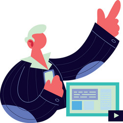 man working on data computer vector image