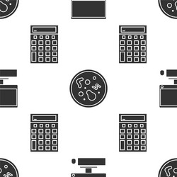 set computer monitor with keyboard and mouse vector image
