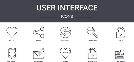 user interface concept line icons set contains vector image