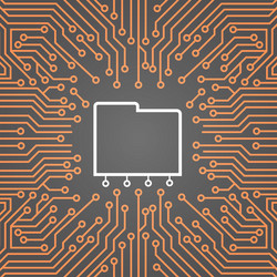 database over computer chip moterboard background vector image