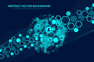 Global network connection concept big data vector