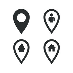 Map pointer icons home food and user location vector