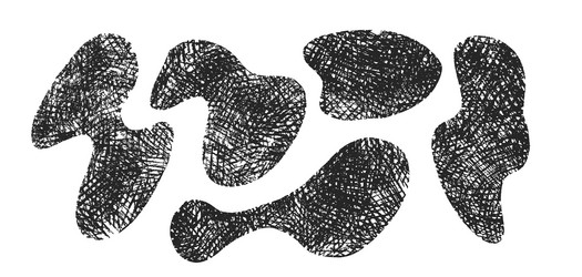 set of abstract geometric shapes drawn with crayon vector image
