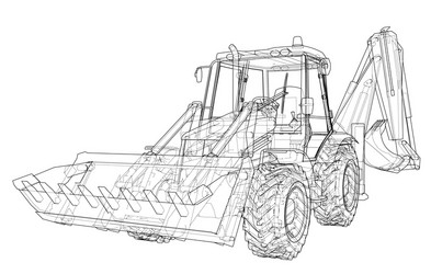 Sketch of loading shovel with back actor vector