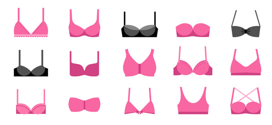 Collection of different types bras icons vector