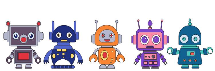 robots android in doodle style isolated vector image