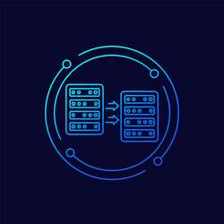 Server backup and copy data icon linear design vector