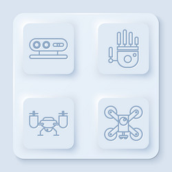 set line 3d scanning system mechanical robot hand vector image