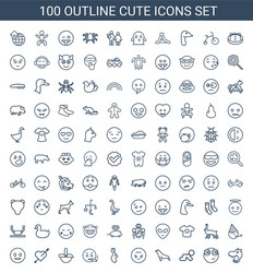 100 cute icons vector