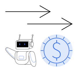 automation robot directing money flow with forward vector image