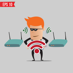 Hacker on Wireless Network vector image