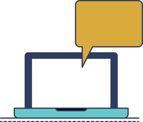 laptop computer with bubble dialogue in colorful vector image