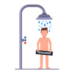 Naked girl washes in the shower morning shower Vector Image