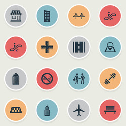 Infrastructure Icons - Buildings & Transportation Vector Image