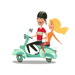 Cartoon Couple Riding Scooter Vector Image