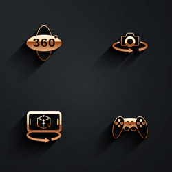 set 360 degree view 3d modeling and gamepad icon vector image
