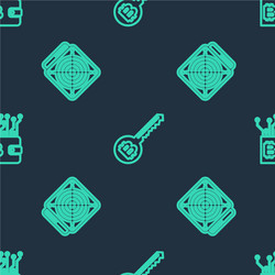 set line cryptocurrency key asic miner and wallet vector image