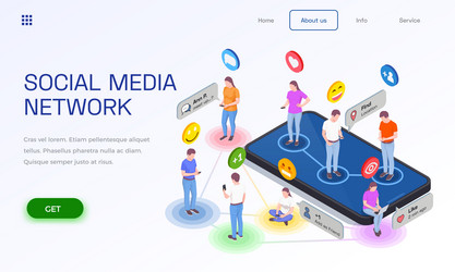 social network landing page vector