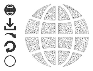 Mesh network globe icon vector