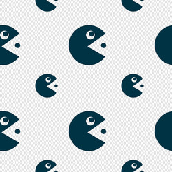 Pac man icon sign seamless pattern with geometric vector