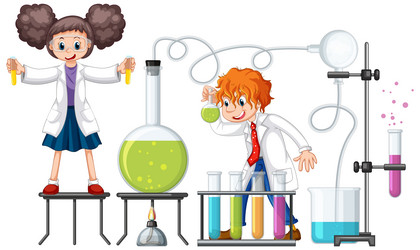 Scientist doing science experiment in the lab vector