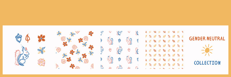 Whimsical style block print shape squirrel pattern vector